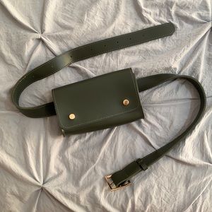 Faux leather olive green Fanny pack bum bag